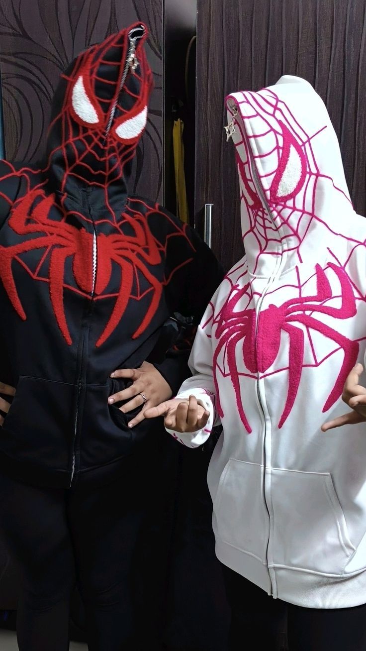 Spider-Man Couple Hoodies | Oversized Fit | Matching Zip-Up Design pair of 2