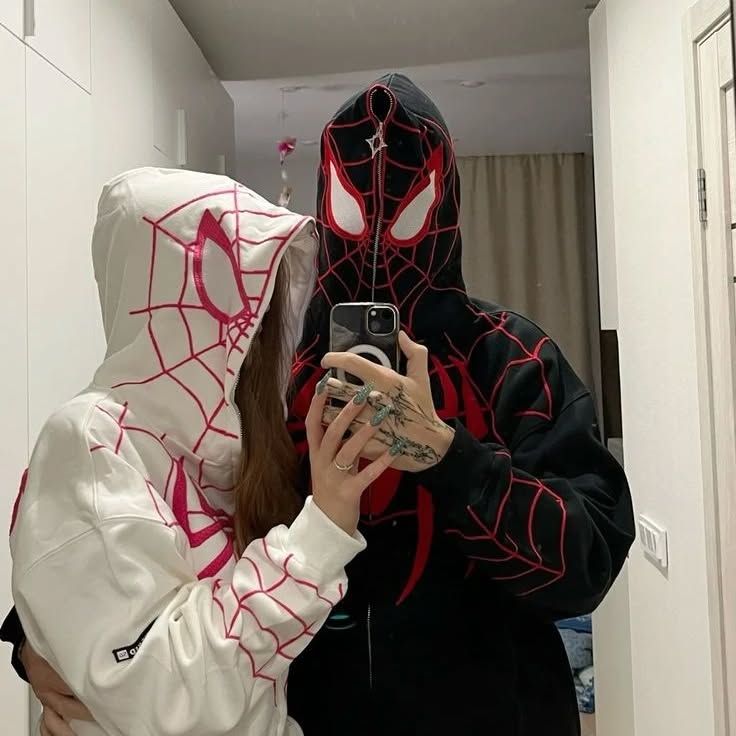 Spider-Man Couple Hoodies | Oversized Fit | Matching Zip-Up Design pair of 2